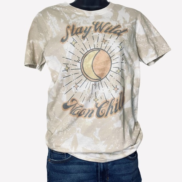 Tops - Stay Wild Moon Child Bleach Tee Size Small